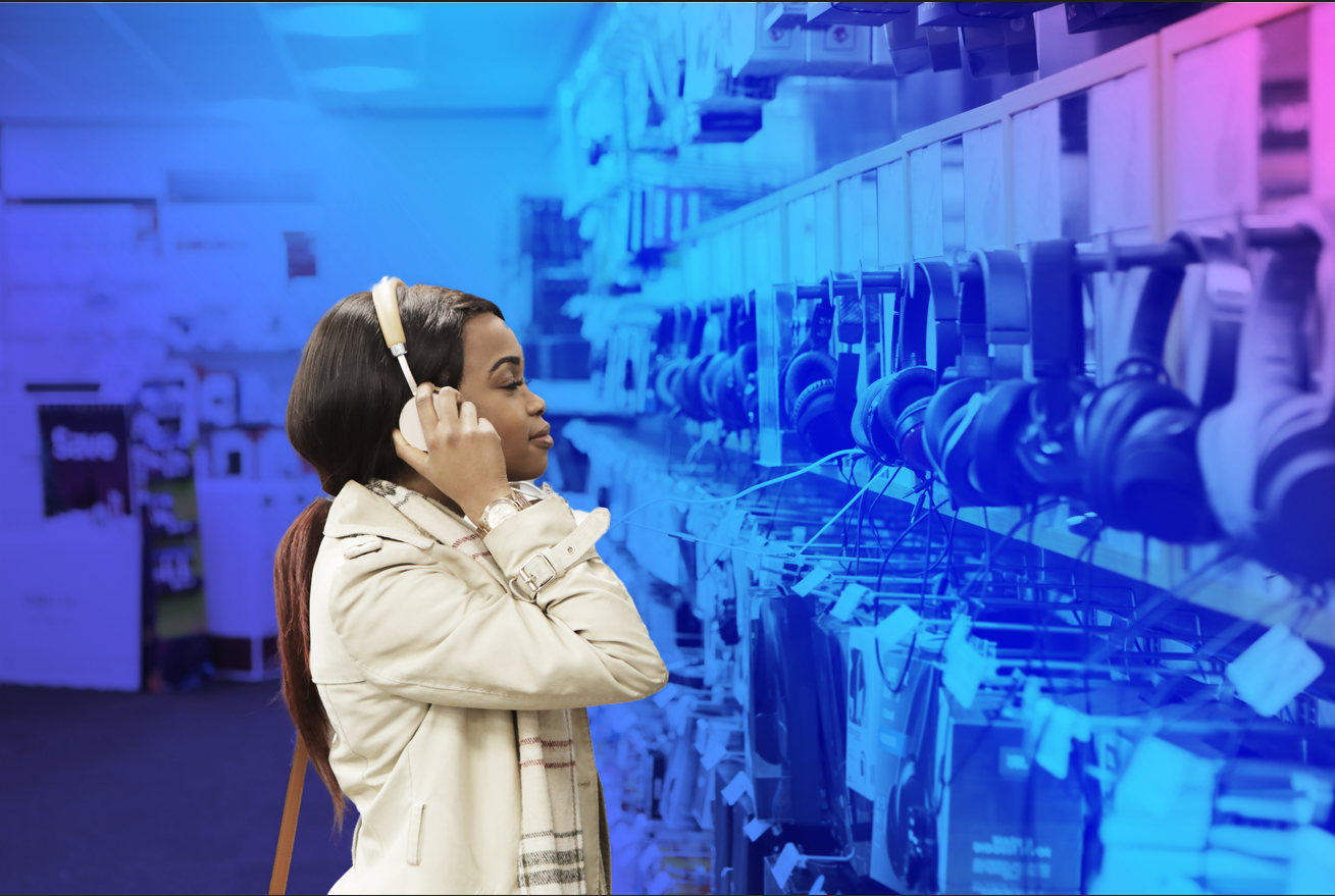 woman with headphones